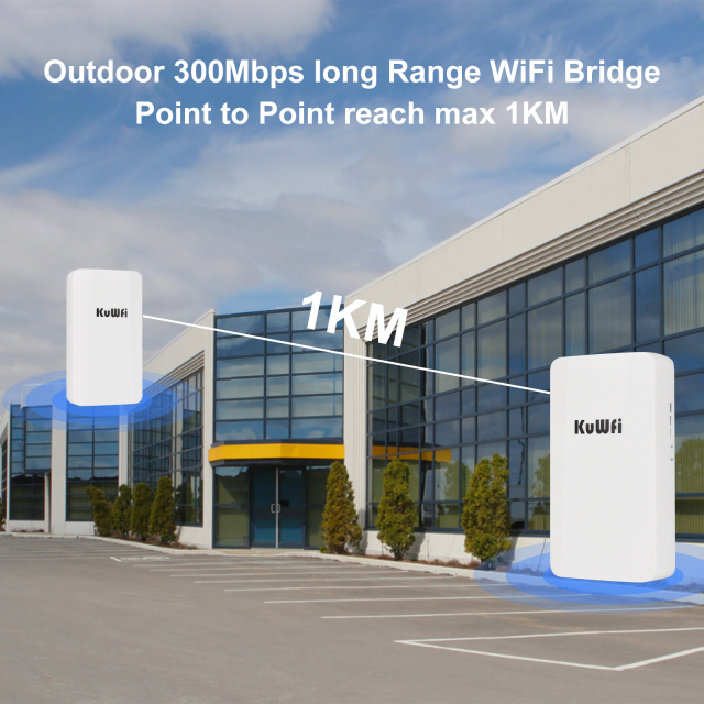 KuWFi 1km 2.4G Full Band Wifi Distance ip65 Point to Multipoint Wireless Elevator Bridge For wifi transmission