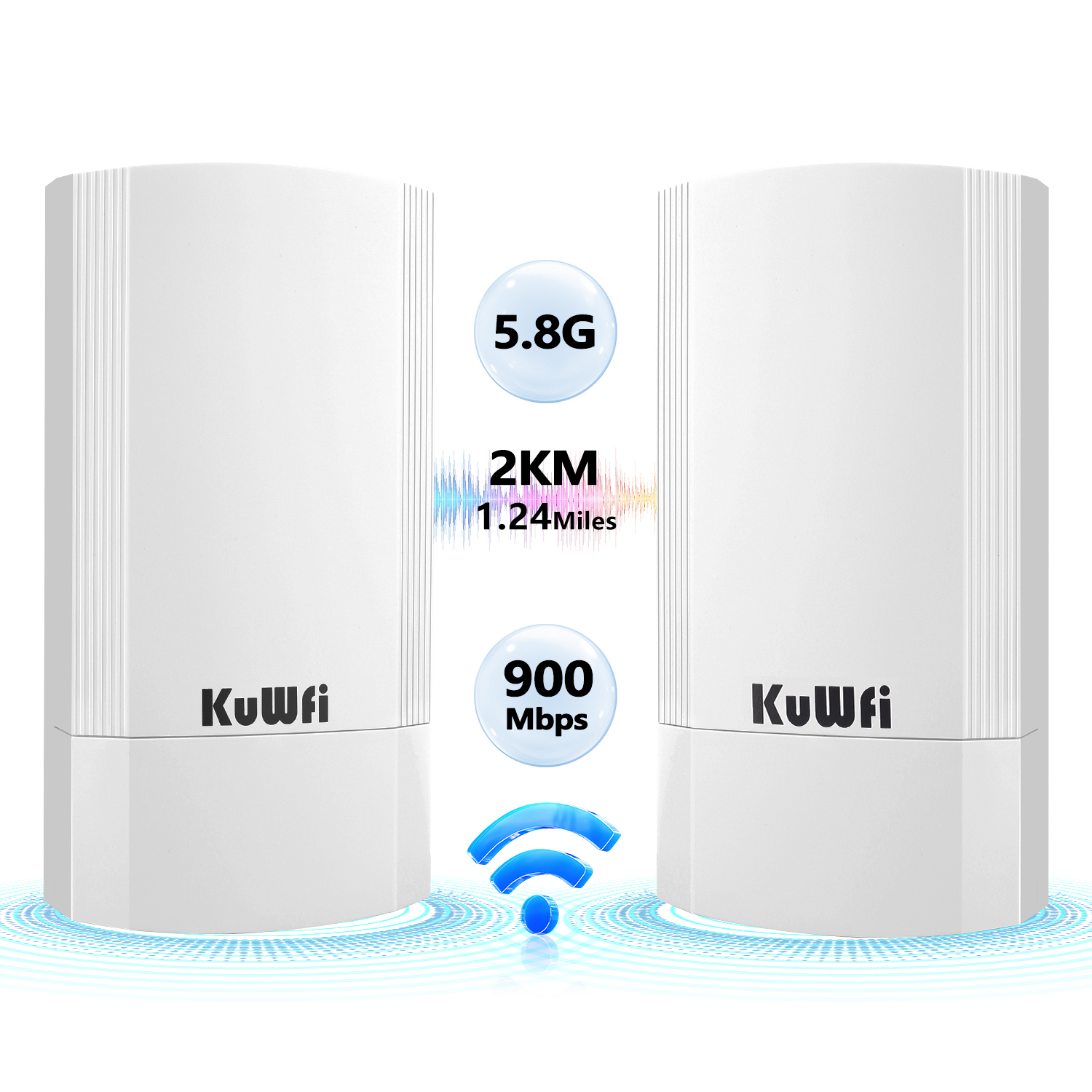 KuWFi 900Mbps CPE 5.8G 2KM Long Range Point to Point Waterproof Wireless Wifi Bridge for wifi transmission