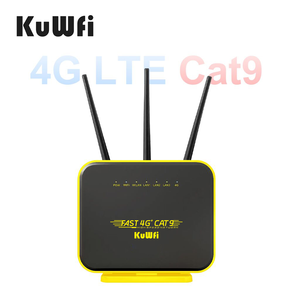 Cat9 Speed KuWFi 1200Mbps Detachable antenna Full Gigabit VPN Function Indoor 4g Wireless Router with 4*RJ45 Port