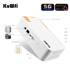 KuWFi 5G CPE Router Ax3600 4000mah Wifi 6 Pocket Wifi Router 5g Router with Sim Card Slot