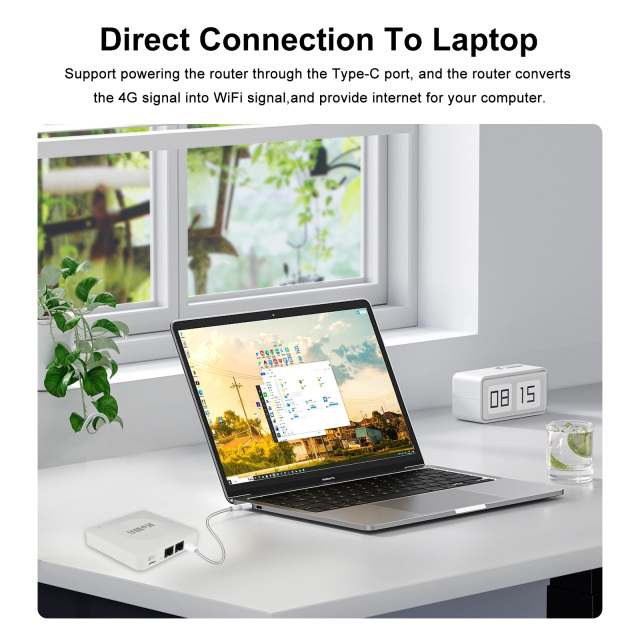 KuWFi 300Mbps 2.4G Hotspot Wi-fi6 32users LAN Port Pocket Mobile 4G+ Wifi Lte Router for RV Park