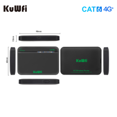 KuWFi 1200Mbps dual band Unlock Wifi Hotspot 64users Outdoor Mini 4G+ Wireless Lte Cat6 Router for Rv Camping Use