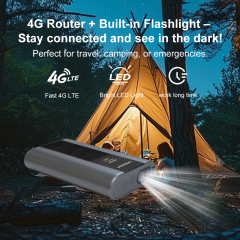 KuWFi Flashlight+LAN Port+TS9 Antenna Cat6 6400mAh Battery Portable Outdoor 4G+ wifi Router with Sim Card Slot