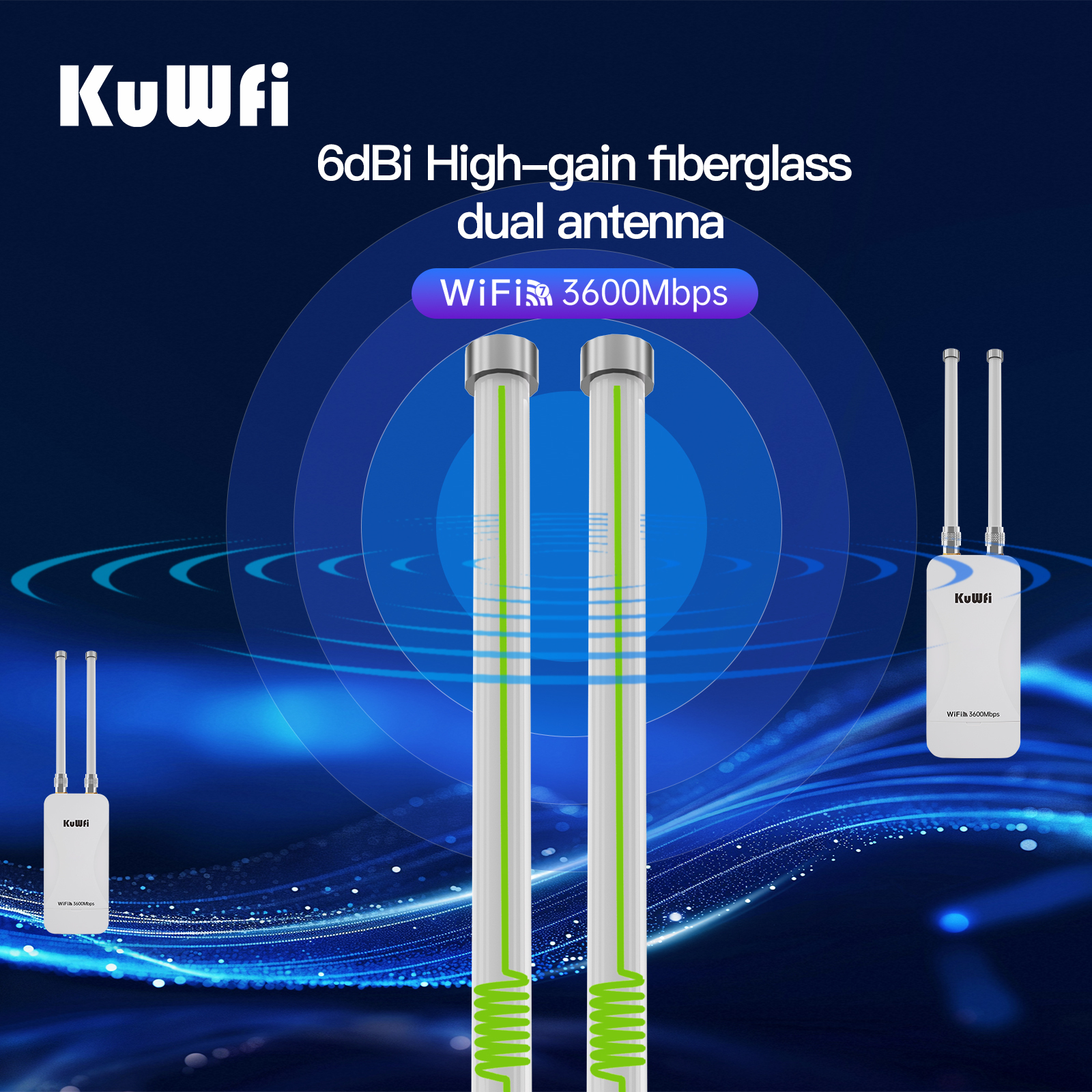 KuWFi WiFi7 3600Mbps Solar Powered 2.5G Port Community wifi 48V POE waterproof Outdoor Access Point
