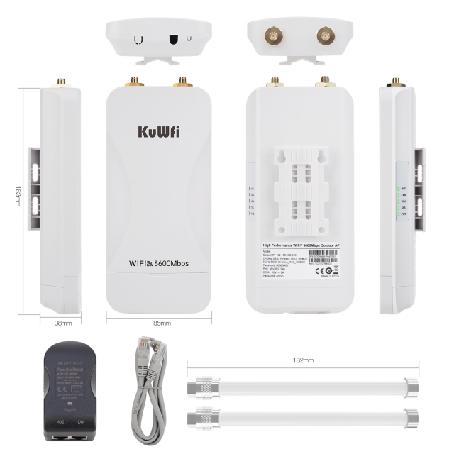 KuWFi WiFi7 3600Mbps Solar Powered 2.5G Port Community wifi 48V POE waterproof Outdoor Access Point