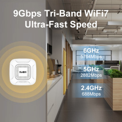 KuWFi WiFi7 AP 9Gbps Tri-band Gigabit Port 48V POE indoor Ceiling Access Point for for Office