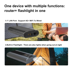 KuWFi Flashlight+LAN Port+TS9 Antenna Cat6 6400mAh Battery Portable Outdoor 4G+ wifi Router with Sim Card Slot