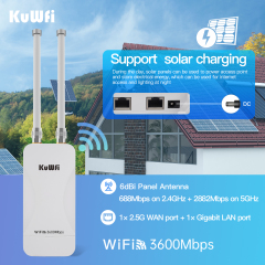 KuWFi WiFi7 3600Mbps Solar Powered 2.5G Port Community wifi 48V POE waterproof Outdoor Access Point