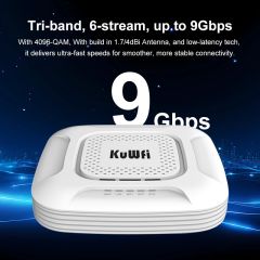 KuWFi WiFi7 AP 9Gbps Tri-band Gigabit Port 48V POE indoor Ceiling Access Point for for Office