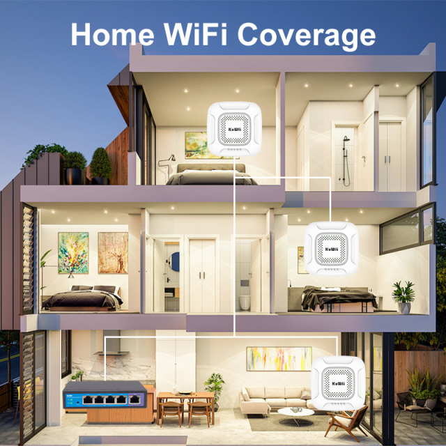 KuWFi WiFi7 AP 9Gbps Tri-band Gigabit Port 48V POE indoor Ceiling Access Point for for Office