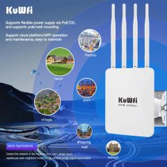 KuWFi 3000Mbps WiFi6 Repeteur Community Wifi 2.5G Port Waterproof IP65 Outdoor Access Point for Village