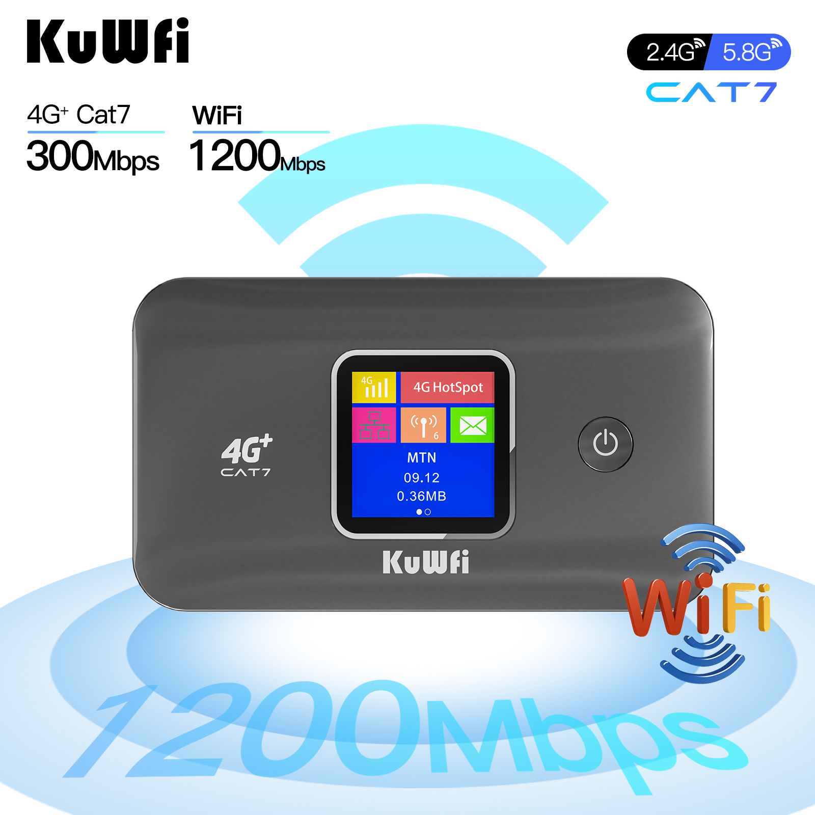 KuWFi 2.4G 5.8G 1200Mbps Mini Router Cat6 mini portable travel Wifi ...