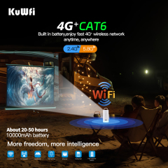 10000mAh Solar Power Bank KuWFi 1200Mbps 4G+ Cat6 Router Color Camping Light IMEI 4G WiFi Router for Camping
