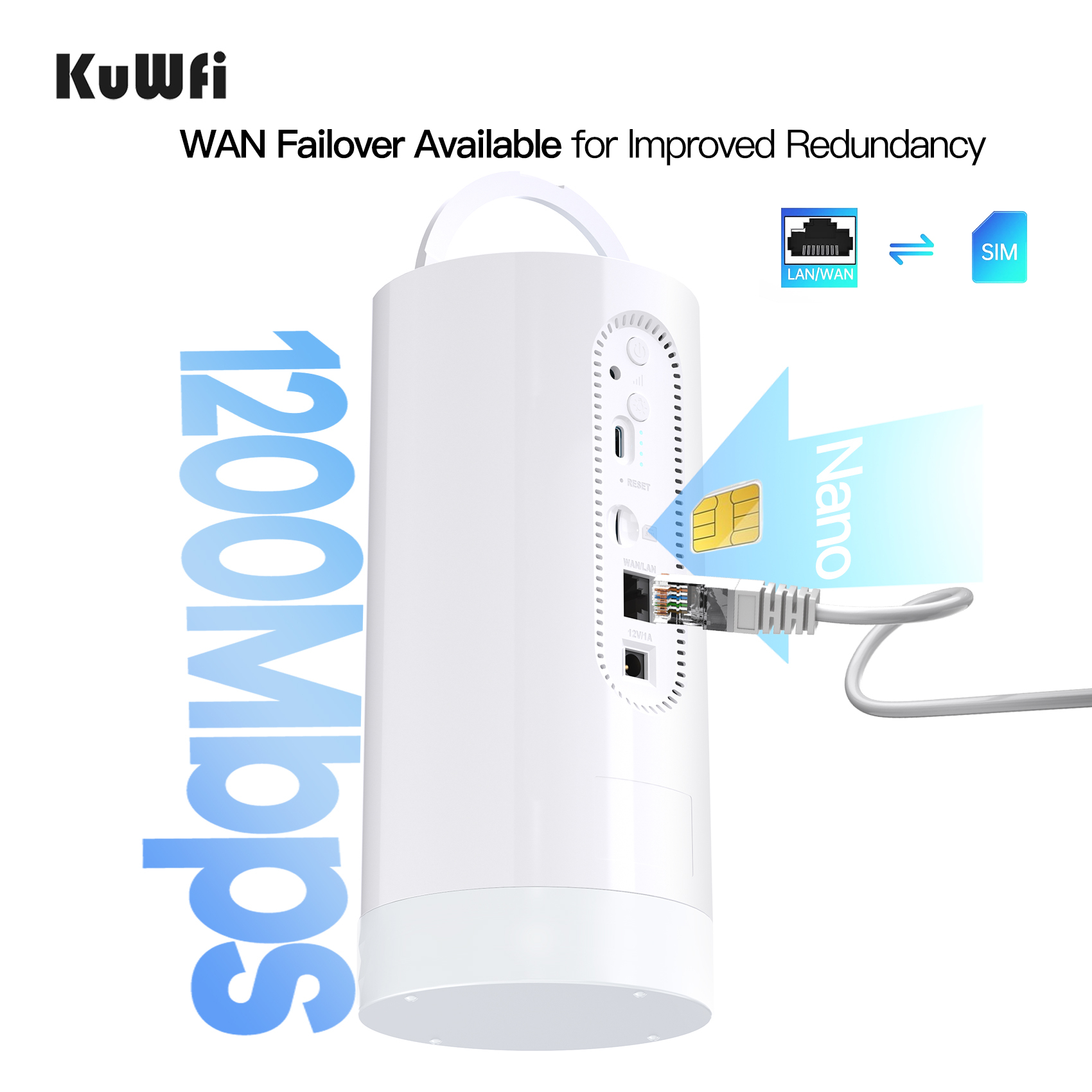 10000mAh Solar Power Bank KuWFi 1200Mbps 4G+ Cat6 Router Color Camping Light IMEI 4G WiFi Router for Camping
