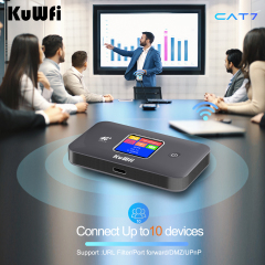KuWFi 2.4G 5.8G 1200Mbps Mini Router Cat6 mini portable travel Wifi Router Cat7 4g Router with 3000mAh Battery