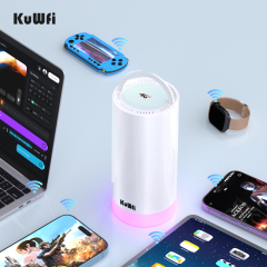 10000mAh Solar Power Bank KuWFi 1200Mbps 4G+ Cat6 Router Color Camping Light IMEI 4G WiFi Router for Camping