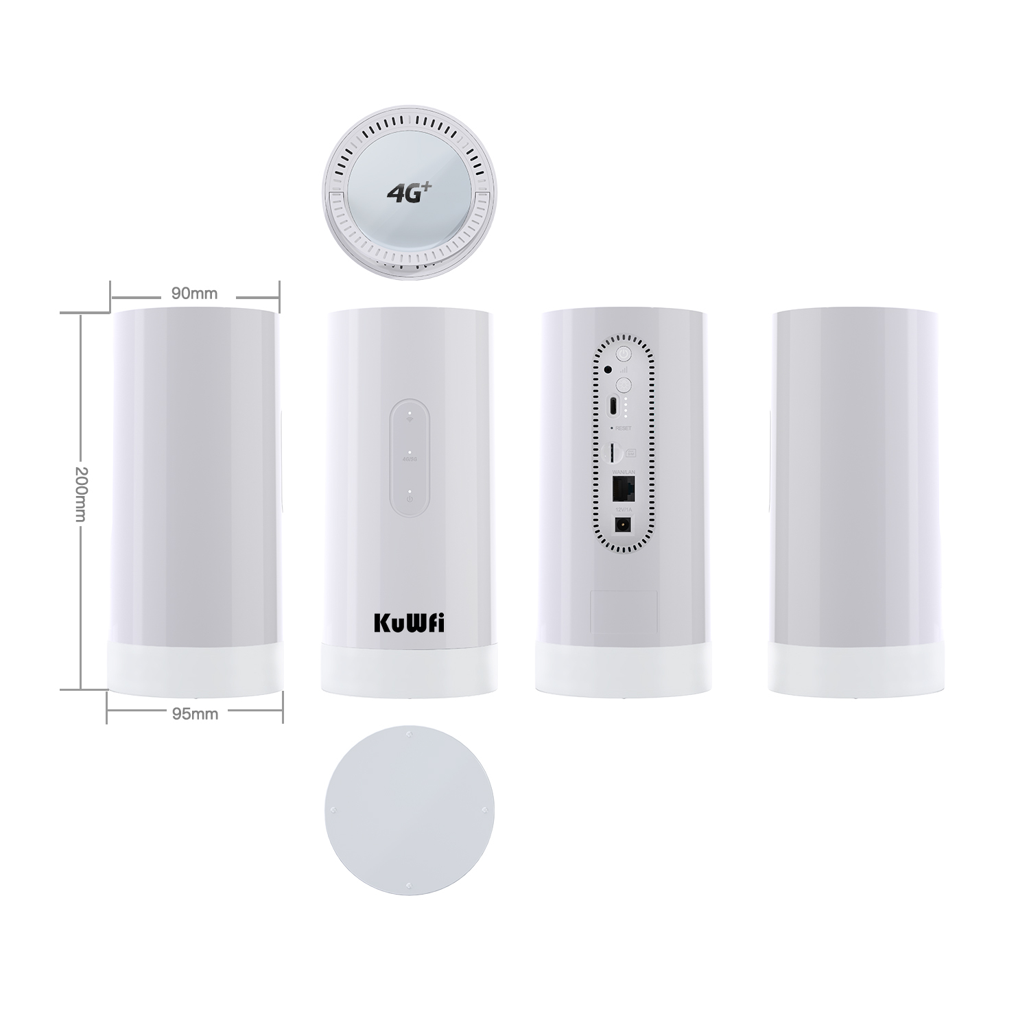 10000mAh Solar Power Bank KuWFi 1200Mbps 4G+ Cat6 Router Color Camping Light IMEI 4G WiFi Router for Camping