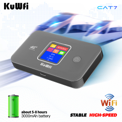KuWFi 2.4G 5.8G 1200Mbps Mini Router Cat6 mini portable travel Wifi Router Cat7 4g Router with 3000mAh Battery