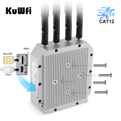 KuWFi 2.4G&5.8GHz 1800Mbps Gigabit Port Cat12 Speed  4g+ Outdoor IP67 4G Sim Card Router