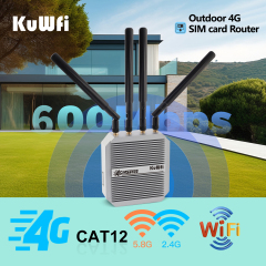 KuWFi 2.4G&5.8GHz 1800Mbps Gigabit Port Cat12 Speed  4g+ Outdoor IP67 4G Sim Card Router