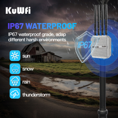 KuWFi 2.4G&5.8GHz 1800Mbps Gigabit Port Cat12 Speed  4g+ Outdoor IP67 4G Sim Card Router