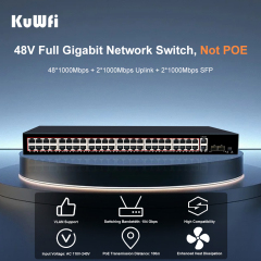 KuWFi 48 Port Gigabit Industrial-Grade Lightning One-Key VLAN Network 48v 1000Mbps Uplink SFP Etherne Switch