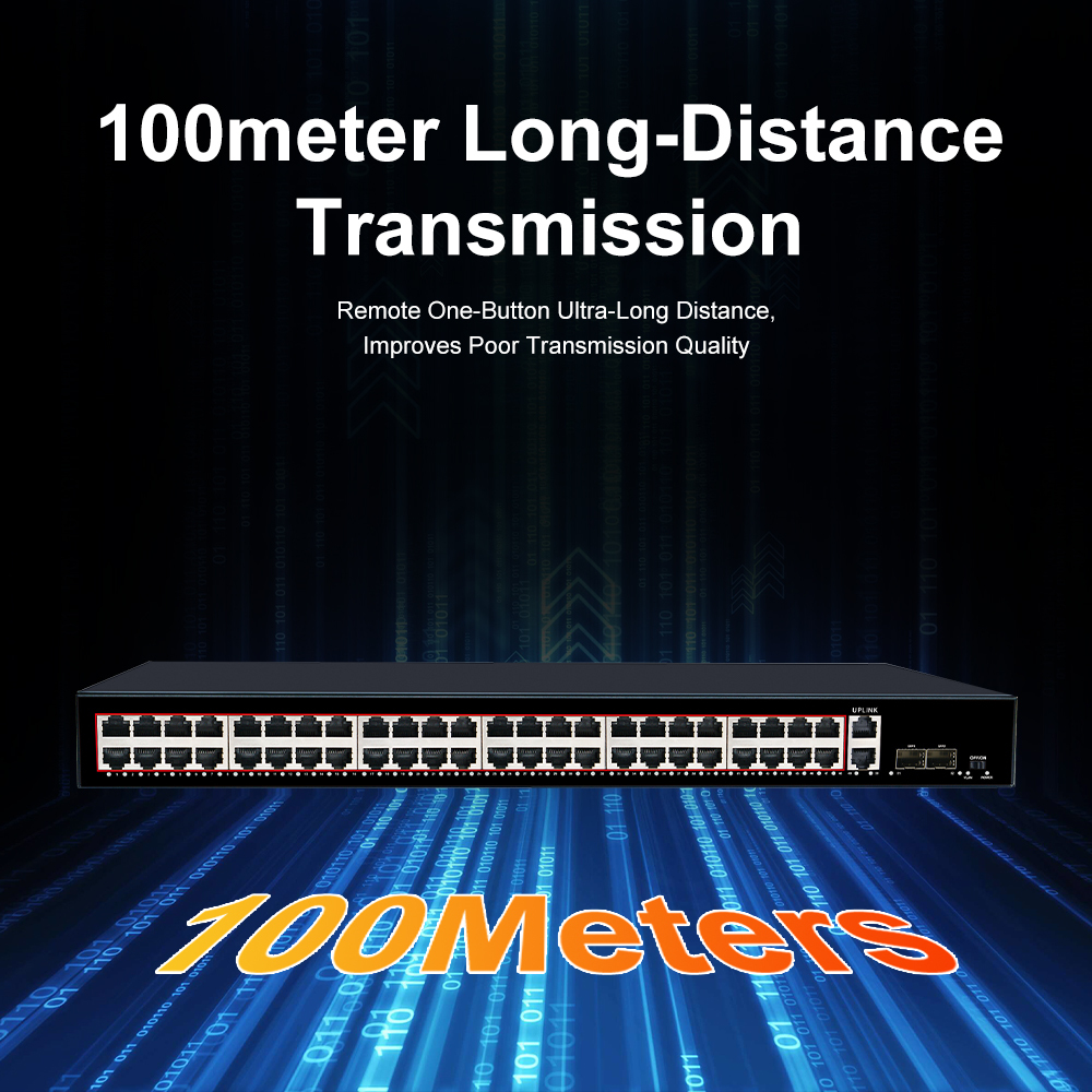KuWFi 48 Port Gigabit Industrial-Grade Lightning One-Key VLAN Network 48v 1000Mbps Uplink SFP Etherne Switch