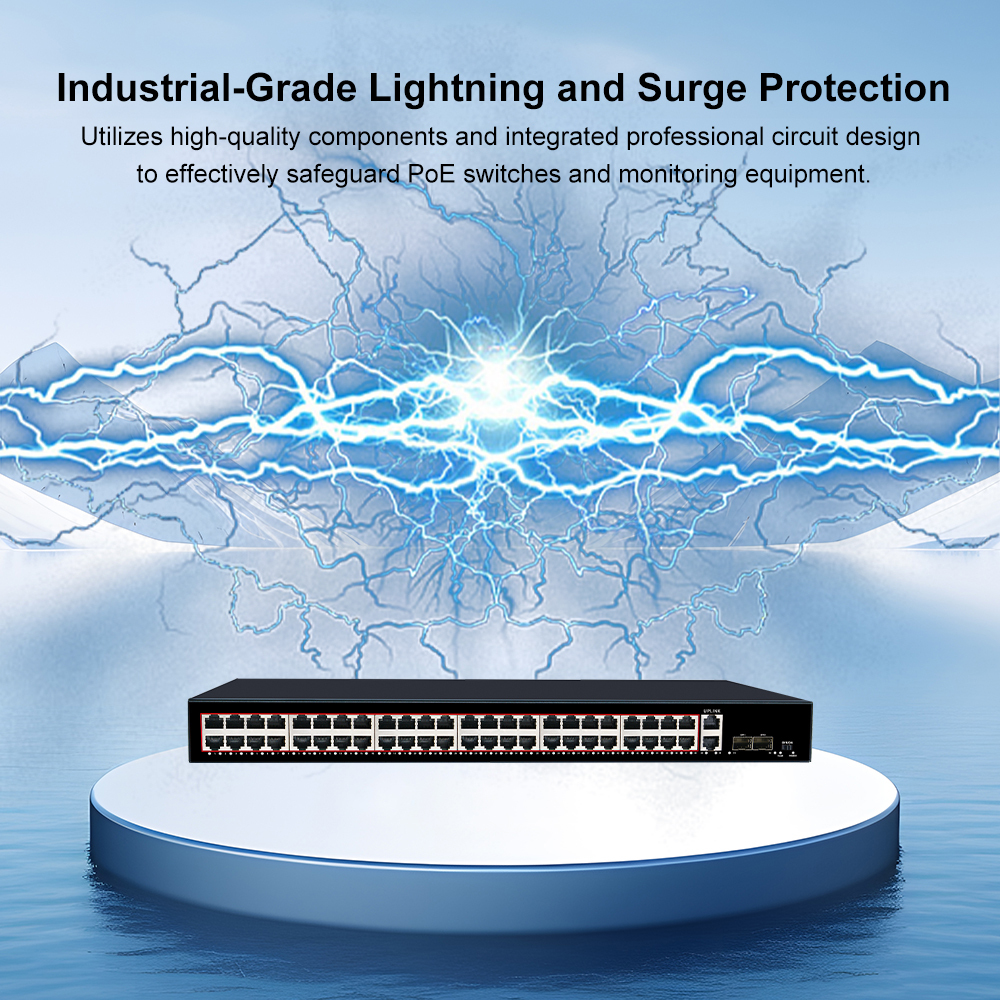 KuWFi 48 Port Poe104Gbps VLAN High Density Full Gigabit Industrial-Grade Lightning Uplink SFP 48v Poe Switch
