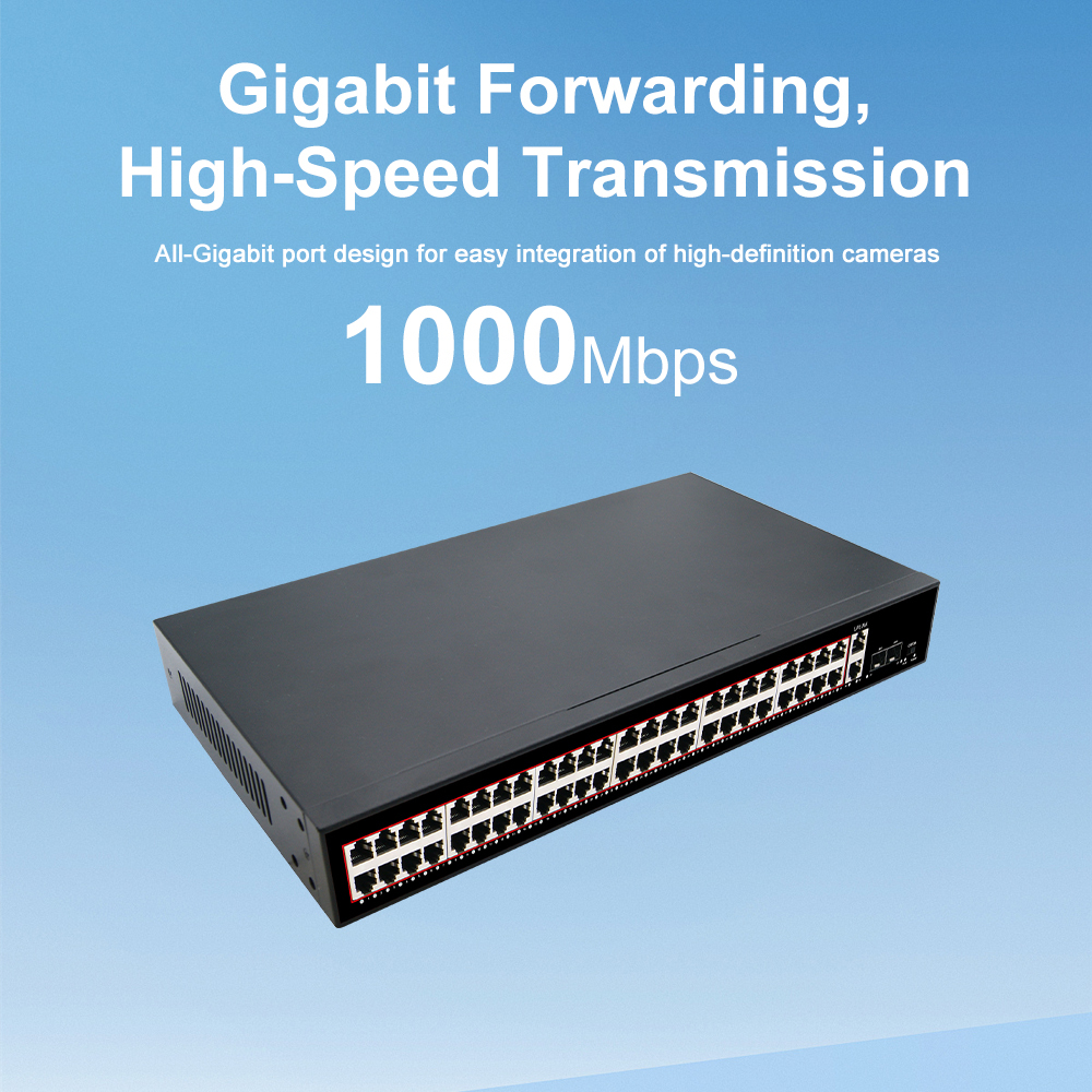 KuWFi 48 Port Poe104Gbps VLAN High Density Full Gigabit Industrial-Grade Lightning Uplink SFP 48v Poe Switch