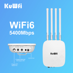 KuWFi AX5400 Dual Band Industrial AP 360° Wifi6 Repeater GE IP67 Long Range Outdoor Wifi Access Point