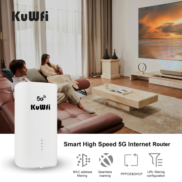KuWFi 3000Mbps dual band VPN Office Home Lock Band indoor 5g Wifi6 Lte Wifi Router with 3*1000Mbps Port