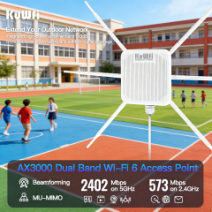 KuWFi High Power PA 3000Mbps Industrial Wifi6 Remote Management Mesh Repeater Long Range IP67 Outdoor Access Point