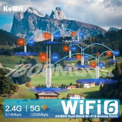 KuWFi 2.4G&5.8GHz PA+LAN1800Mbps Wifi6 Extender Mesh Repeater Gigabit 48V Solar IP65 Long Range Outdoor Access Point