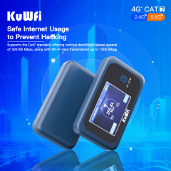 KuWFi CAT7 1200Mbps Dual Band Global Band Travel Hotspot Pocket 4g+ Mobile Sim Card Lte Router