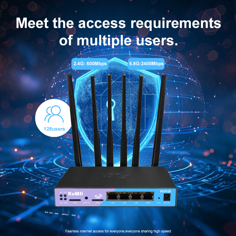 KuWFi Global Band NR SA NSA L2TP OpenVPN Industrial Gigabit Port 5g Cpe Router with Dual Sim Card Slot