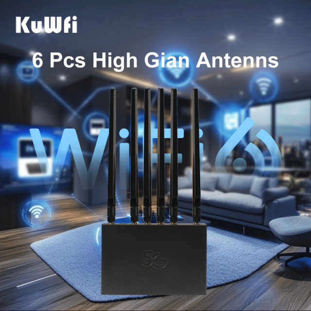KuWFi Global Band NR SA NSA L2TP OpenVPN Industrial Gigabit Port 5g Cpe Router with Dual Sim Card Slot