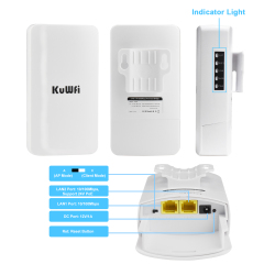 KuWFi 1KM PTP Long Range 2.4GIp65 Waterproof Repeater Outdoor Point to Point Wireless CPE Bridge