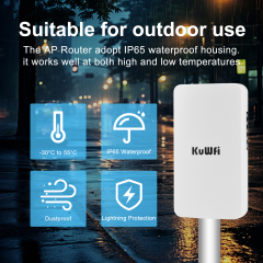 KuWFi 1KM PTP Long Range 2.4GIp65 Waterproof Repeater Outdoor Point to Point Wireless CPE Bridge