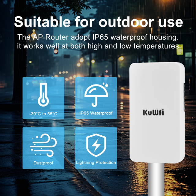 KuWFi 1KM PTP Long Range 2.4GIp65 Waterproof Repeater Outdoor Point to Point Wireless CPE Bridge