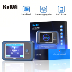 KuWFi CAT7 1200Mbps Dual Band Global Band Travel Hotspot Pocket 4g+ Mobile Sim Card Lte Router