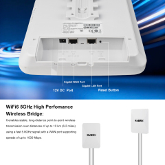 KuWFi 24V POE Solar 5ghz 10KM 15KM PTP PTMP Base Station TDMA Bridge Support Starlink Kit Support