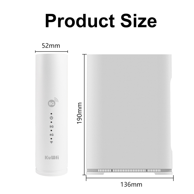 KuWFi Ax3000 Wifi6 2 Sim Card VPN P2TP Dual Band NFC Function 5g Sim Router with 2.5G Port