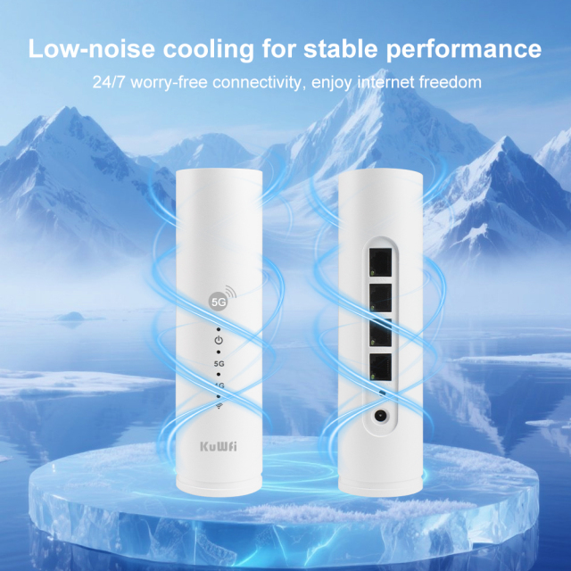 KuWFi Ax3000 Wifi6 2 Sim Card VPN P2TP Dual Band NFC Function 5g Sim Router with 2.5G Port