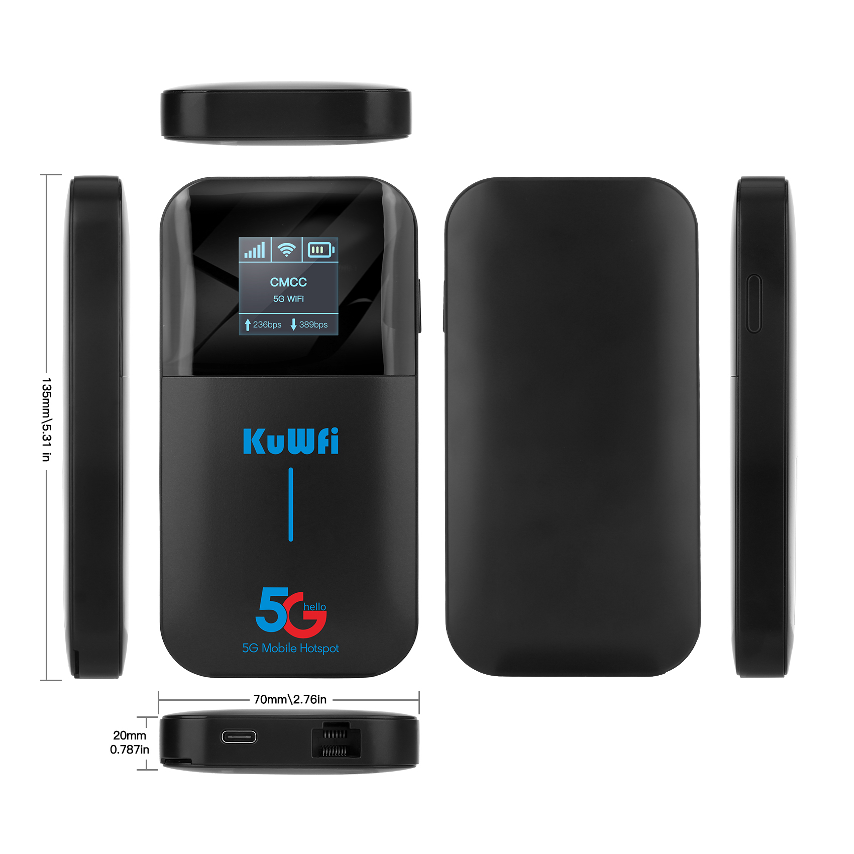 KuWFi 5G Ultra-Fast Speeds Stable signal Connectivity LCD WiFi6 Dual Band 5g Outdoor Cpe Sim Router for Remote Work