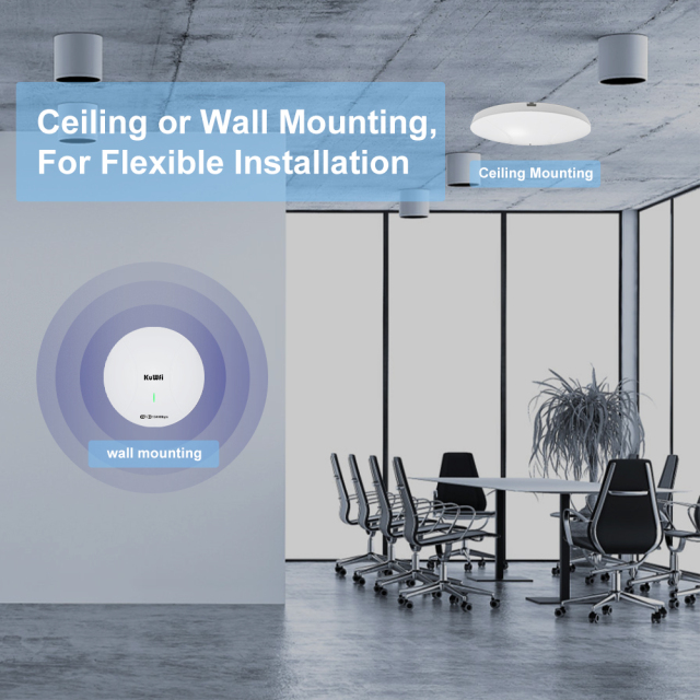 KuWFi Indoor WiFi 6 Access Point Ceiling Mount Dual Band Gigabit Port 1500Mbps AP
