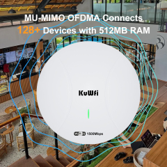 KuWFi Indoor WiFi 6 Access Point Ceiling Mount Dual Band Gigabit Port 1500Mbps AP