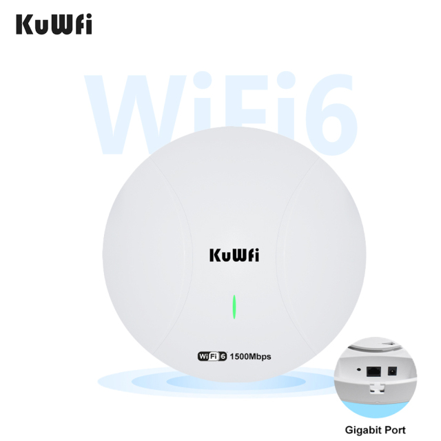 KuWFi Indoor WiFi 6 Access Point Ceiling Mount Dual Band Gigabit Port 1500Mbps AP