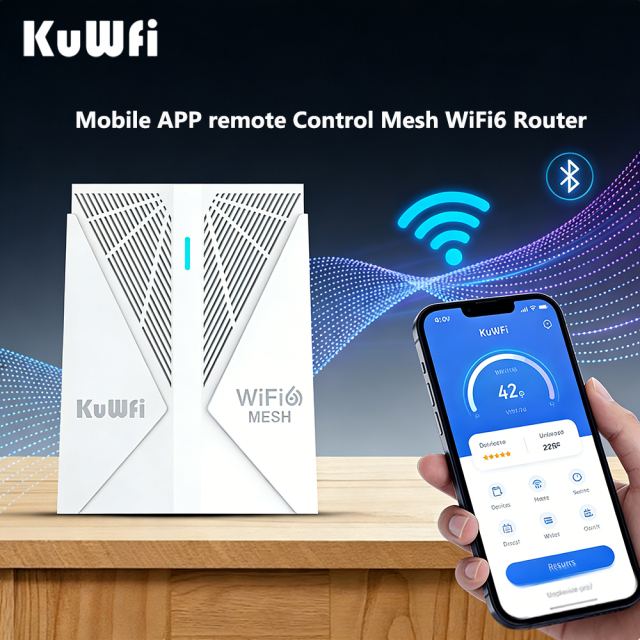 KuWFi Mesh wifi System AX3000 Dual Band Gigabit Quad-Core CPU Android App Control Wi-Fi 6 Router