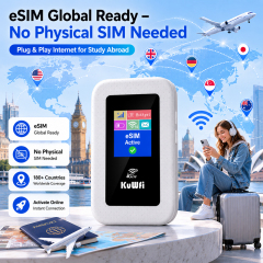 KuWFi Global Band Mobile Esim Sim Card Slot Plug and Play Internet Portable 4g Wifi Routers for Study Abroad