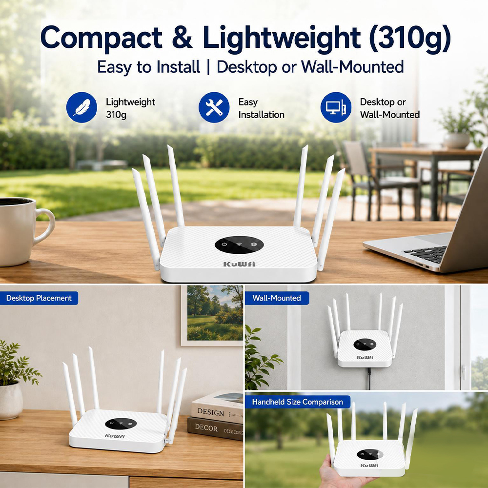 KuWFi 1200Mbps Dual Band 6High-Gain Antennas AP Repeater Parental Control Remote Gigabit Router for Small Office